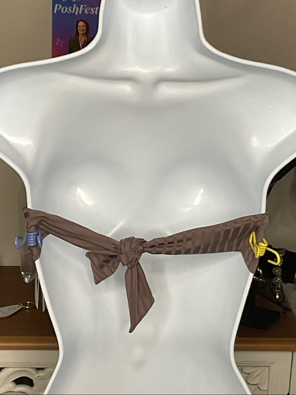 599 - Sanctuary NWT Brown Strapless Bandeau Bikini Top, Size Small - Picture 3 of 6